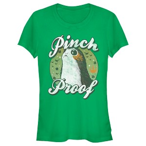 Juniors Womens Star Wars The Last Jedi Porg St. Patrick's Day Pinch Proof T-Shirt - 1 of 4