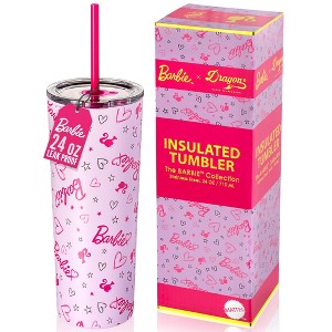 Barbie x Dragon Glassware 24 oz Vacuum Insulated Tumbler with Lid and Straws Love Out Loud - 1 of 4