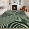 coucheta Large Washable Rug 9x12 Modern Geometric Rug Non Slip, Low Pile Neutral Foldable Carpet, Soft Non Shedding Floor Covering - 2 of 4