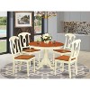 HomeStock 5-Piece Round Buttermilk and Cherry Finish Solid Wood Top Dining table with 4 Chairs - 2 of 4