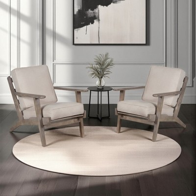 Royal Hampton  Handcrafted Mango Wood Accent Chair with Cushioned Seat and Angled Legs -