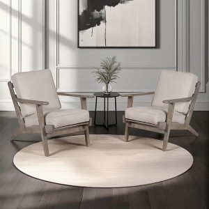 Royal Hampton  Handcrafted Mango Wood Accent Chair with Cushioned Seat and Angled Legs - - 1 of 4