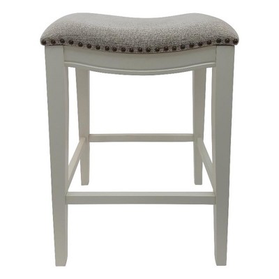 Carolina Living Sawyer 30" Saddle Barstool - Set of 2 - Missouri White - Fawn Chenille Upholstery