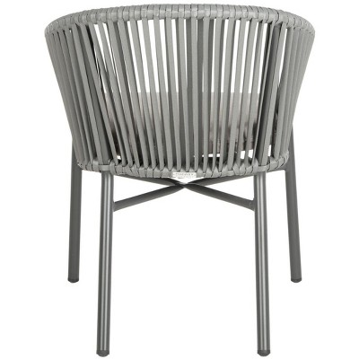 Gray Rope and Wicker Dining Arm Chair with Cushions