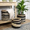 Northlight Set of 3 Black and Beige Zig Zag Sew Seagrass Storage Baskets 15.5" - 2 of 4