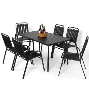 Mondawe Modern 7 Pieces Patio Dining Set, Plastic Chairs and Steel Table Outdoor Set for Garden Patio - 1 of 4