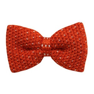 TheDapperTie Men's Orange With White Small Heart 2.75 W And 4.75 L Inch Knit Pre-Tied Bow Tie - 1 of 3
