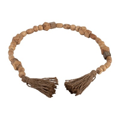 Sagebrook Home Wooden Bead Garland - Contemporary Rustic Natural Brown Mango Wood Home Decor Beaded Accent