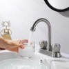 LunaLulink 2 Handle Brushed Nickel Stainless Steel Center Sink Faucet with Overflow Pop-Up Sink Spout - 4 of 4