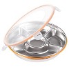 LunaLulinlk 1-piece divided insulated food tray, 5-grid stainless steel round tray with lid, shallow seal insulation, portable leak-proof tray - 2 of 4