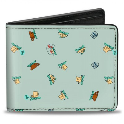 Adult Star Wars The Mandalorian The Child Grogu Sketch Vegan Leather Bi-Fold Wallet