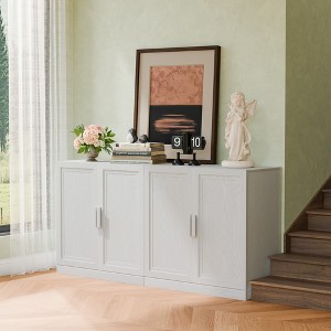 Spassway Storage Cabinet Floor Cabinets with Doors and Adjustable Shelves Wood Shelving Unit for Organizing Pantry Basement  Mudroom - 1 of 4