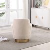 Swivel Barrel Chair, Round Accent Armchair With Gold Stainless Steel Base, Modern 360° Reading Chair for Living Room or Bedroom - 4 of 4