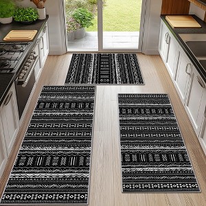 Kitchen Rugs Sets of 3 Kitchen Mats 3 Piece Set Kitchen Runner Rugs Non Skid Washable Boho Kitchen Rug Set Carpets for Laundry Room - 1 of 4