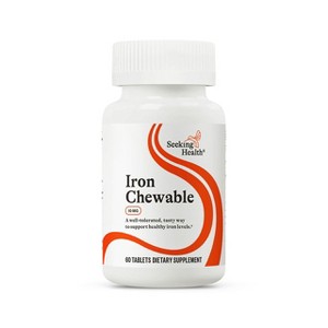Seeking Health Iron Chewable, with Vitamin C, Supports Healthy Blood and Muscle Development, Vegan and Vegetarian (60 Tablets) - 1 of 4