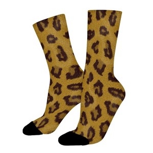 Leapord Print Women Printed Crew Socks Funny Funky Socks Soft Polyester Novelty Gifts for Artists Men - 1 of 1