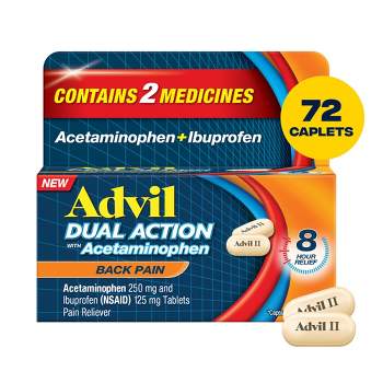 Advil Ibuprofen Dual Action NSAID Back Pain Reliever Caplet - 72ct