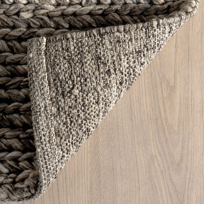 Gray Braided Wool and Cotton Handmade Area Rug 4x6