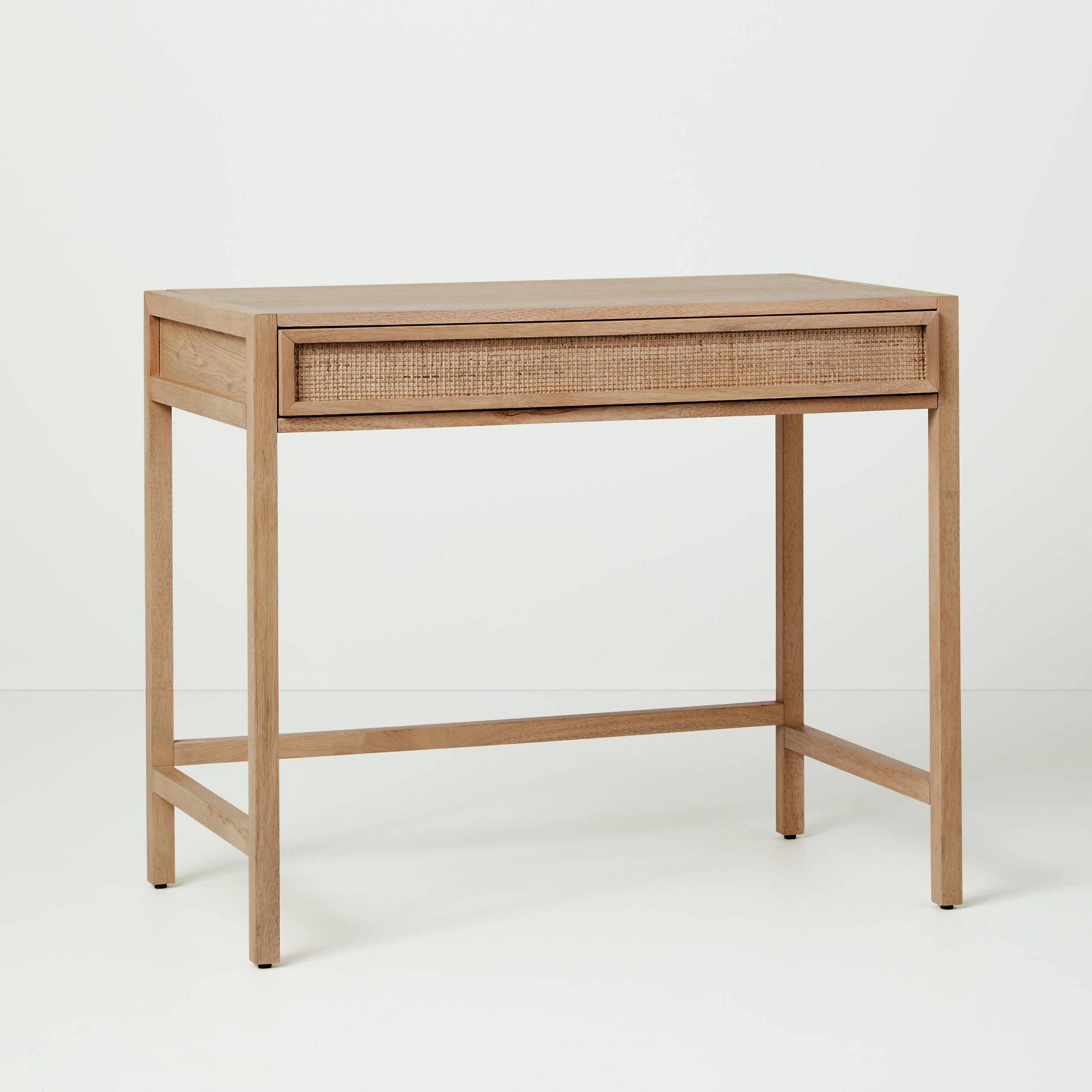 Wood & Cane Transitional Writing Desk Natural - Hearth & Hand™ with Magnolia: Built-in Storage, Farmhouse Style