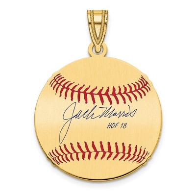 Black Bow Jewelry 14K Gold Plated Jack Morris Signature SM Enamel Baseball Pendant