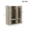 TIRAMISUBEST 3 Door Wooden Storage Wardrobe for Dedroom with Shelves and 2 Drawers - Mobile Lateral Filing Cabinet, Locking Wheels, Adjustab - 4 of 4