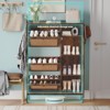 Rattan Shoe Cabinet with 3 Flip Drawers & Adjustable Side Shelves – Free-Standing Wooden Shoe Organizer for Entryway, Hallway, Living Room - 4 of 4