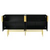 Hostack 4-Door Sideboard Cabinet with Gold Metal Handles and Elegant Storage for Dining and Living Room, Black - 2 of 4