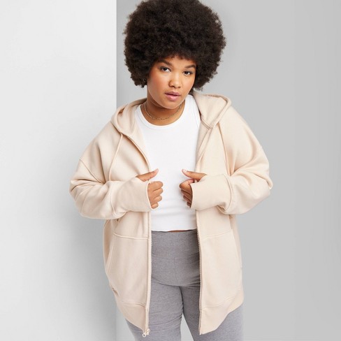 Women's Oversized Zip-up Hoodie - Wild Fable™ Beige Xxl : Target