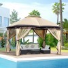 Resenkos Outdoor Garden Gazebo, Sunshade Gazebo Canopy,10' x 12' Outdoor Gazebo w/Double Vented Roof, Zippered Mesh Sidewalls, Beige - 4 of 4