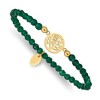 Chisel Stainless Steel Polished Yellow IP-plated Tree of Life 4mm Green Jade Beaded Stretch Bracelet - 2 of 4