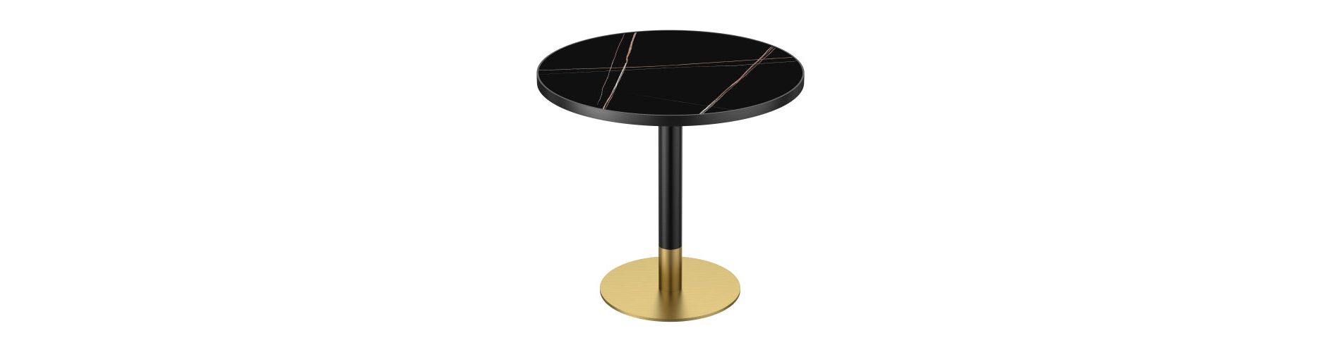 AEELLEEA 31.5-Inch Round Dining Table, Black Marble-Look Top with Gold Metal Pedestal Base, Modern Kitchen Table