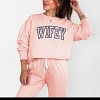 Simply Sage Market Embroidered Wifey Arched Varsity Lightweight Garment Dyed Sweatshirt - 2 of 4