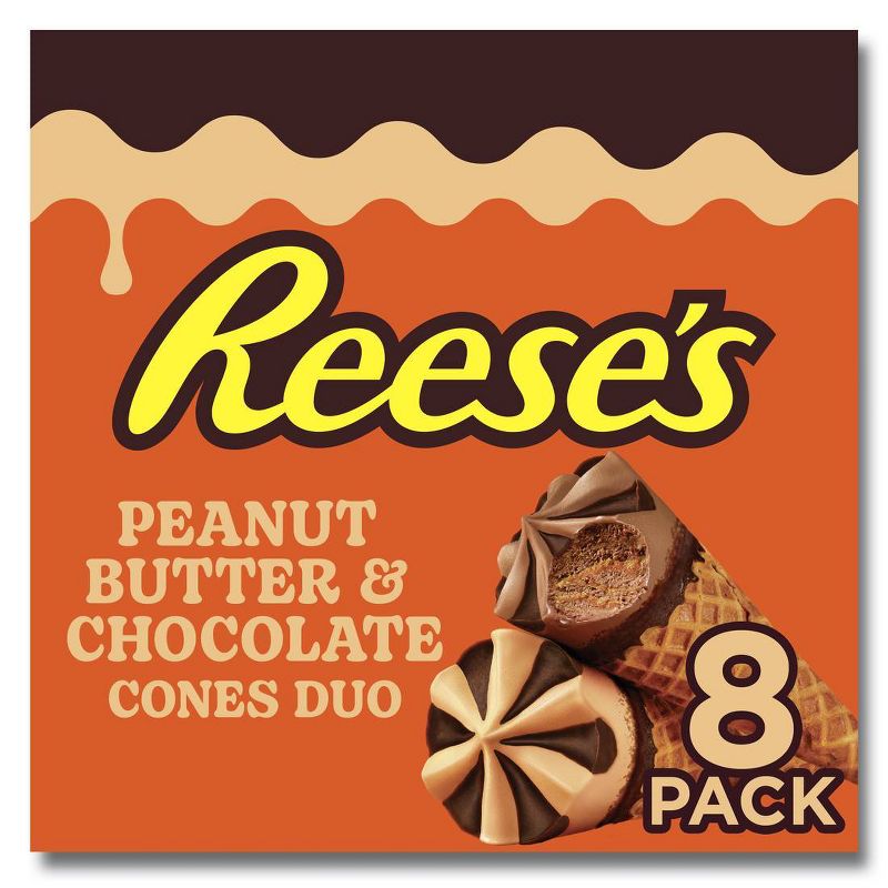 Klondike Reese&#39;s Peanut Butter and Chocolate Duo Frozen Dessert Ice Cream Cones - 30oz/6ct, 1 of 10