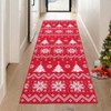 Washable Modern Christmas Tree Printed Rug Non Slip Low Pile Rug Soft Striped Xmas Floor Cover Foldable Indoor Carpet for Living Room Bedroom Office - 2 of 4