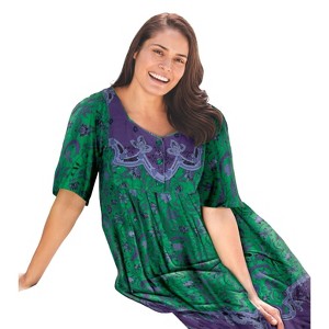 Only Necessities Plus Size Mixed Print Short Lounger - 1 of 4