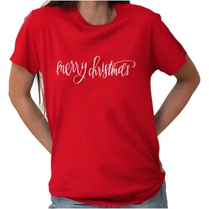 Merry Christmas Festive Holiday Womens Graphic T Shirt Tees Brisco Brands - 1 of 4