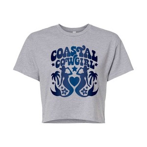 Women's - Instant Message - Coastal Cowgirl Mermaids Cropped Graphic T-Shirt - 1 of 4