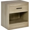 FONTOI End Tables Gray Wood Grain with Drawer and Open Shelf Nightstand for Bedroom Living Room Small Space, Gray, 23.64"*18.32"*5.52" - 2 of 4