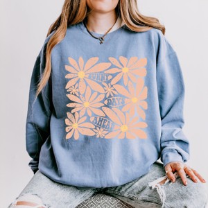 Simply Sage Market Sunny Days Ahead Daisies Lightweight Garment Dyed Sweatshirt - 1 of 4