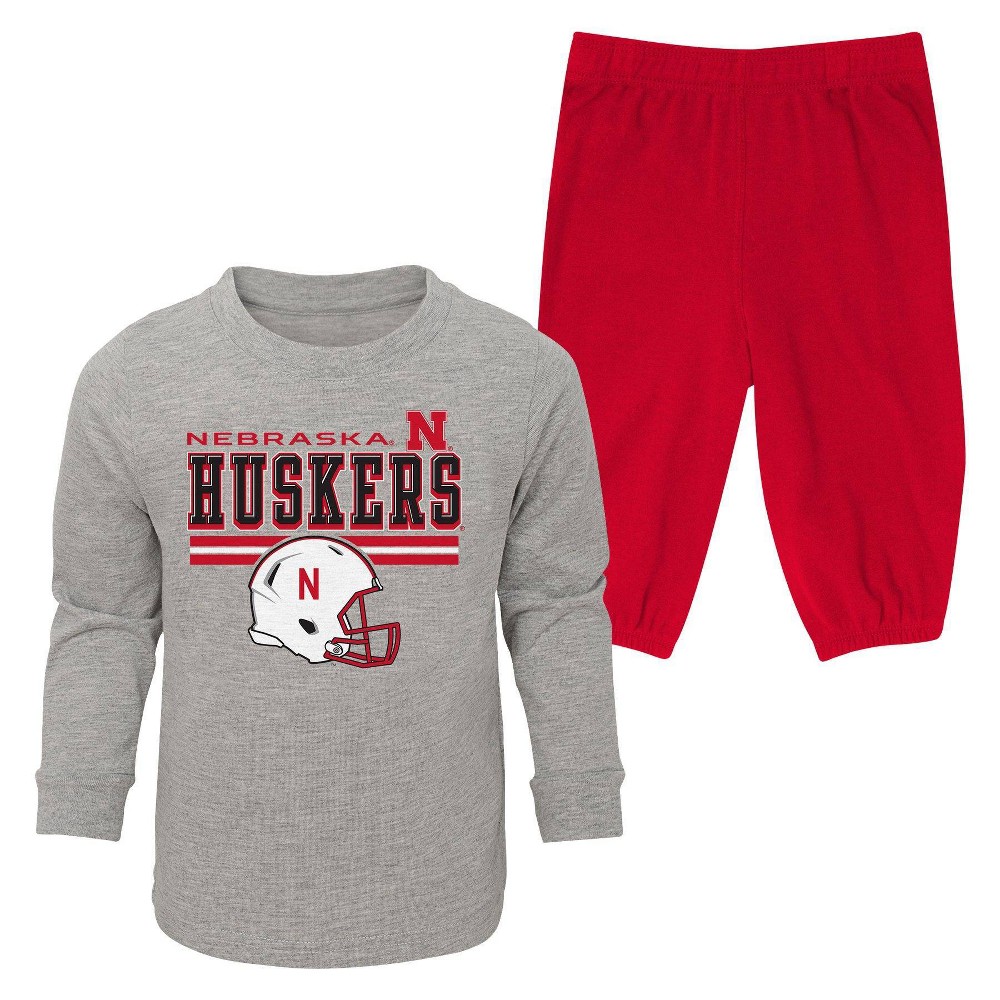 NCAA Nebraska Cornhuskers Toddler Boys' 2pc Long Sleeve T-Shirt & Pants Set - 18M