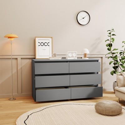 VYNXARIA White color Large 6 drawers chest of drawer dressers table with golden handle