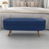 FURNIinspire Ottomans and Benches Oval Storage Bench with Rubber Wood Legs for Contemporary Living Room and Bedroom, Blue, 44.1"*16.15"*9.5" - 2 of 4