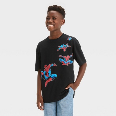 Boys' Spider-Man Front Back Elevated Short Sleeve Graphic T-Shirt - Black XS