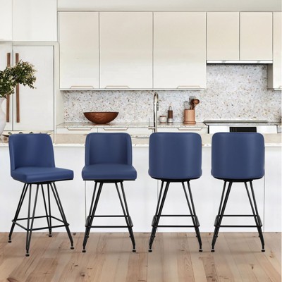 Bekrvio 26" Swivel Counter Height Bar Stools with Back-Faux Leather/Velvet Upholstered, V-Shaped Metal Legs-Modern Counter Stools for Kitchen Island