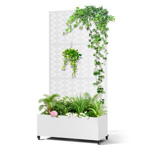 TOAOTBNBO Metal Raised Garden Bed with Brick Pattern, Outdoor Planter Box with Wheels, Modern Privacy Screen for Garden and Patio - 1 of 4