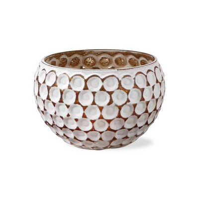 tag Celia Handcraft Blown Glass Gold Tealight Candle Holder Tabletop Mantel Centerpiece Decoration 3.5 inch