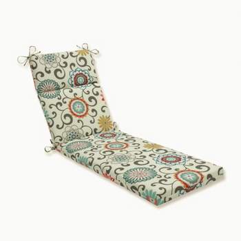 Suzani Outdoor Chaise Lounge Cushion - Blue/Brown - Pillow Perfect