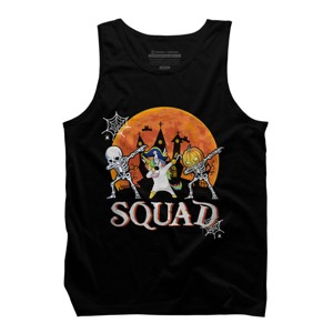Men's Design By Humans Halloween Squad Skeleton Unicorn Dabbing By dodorindesign Tank Top - 1 of 4