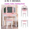 Whizmax 2-in-1 Kids Vanity, Wooden Princess Makeup Desk Dressing Table, Pretend Play Vanity Set for Kids - 2 of 4