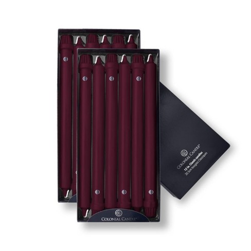 Colonial Candle Patrician White Classic Taper Candles – 12-Pack, 18" Hand-Dipped Dripless, Unscented
